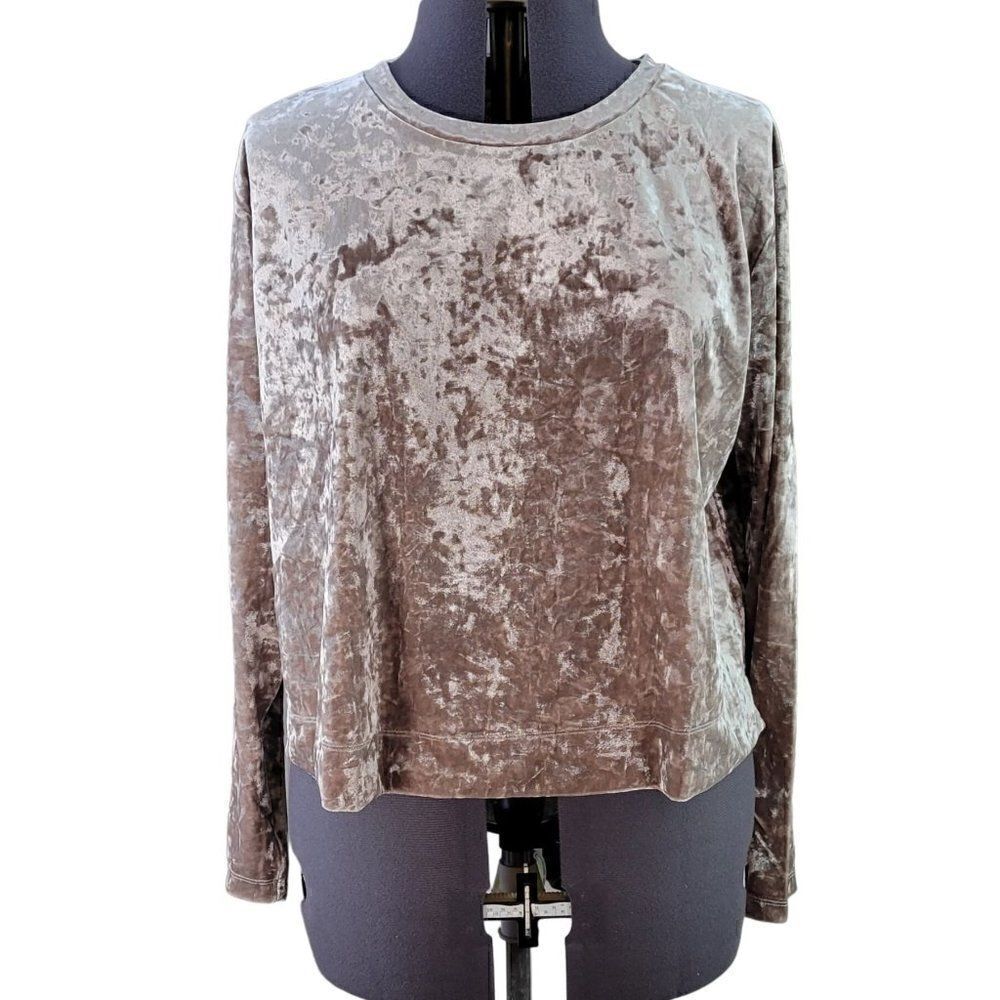 Ava & Viv Gray Velvet Cropped Top Sz 2X
